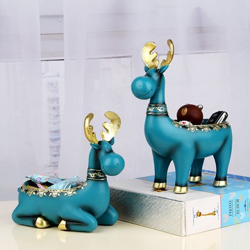 北歐輕奢招財鹿客廳玄關電視柜桌面零食鑰匙收納盒糖果盒裝飾擺件