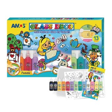 【AMOS 阿摩司】韓國原裝  13色 22ML 玻璃彩繪膠 / 組 GD22P13WM