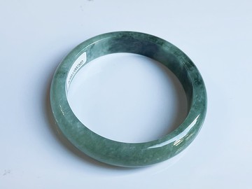 天然翡翠A貨緬甸玉冰藍飄花 玉鐲