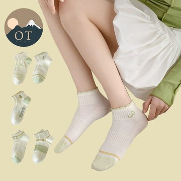 OT SHOP 女款襪子 薄荷色可愛刺繡裸襪 現貨 M1247