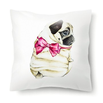 【小蝴蝶結回眸】可愛經典款巴戈狗狗動物抱枕/枕頭/靠墊