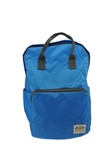 天藍色英倫風可摺式背包