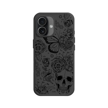 iPhone 17 SolidX 黑 - Frida Kahlo - 花骨骷顱頭（素描）