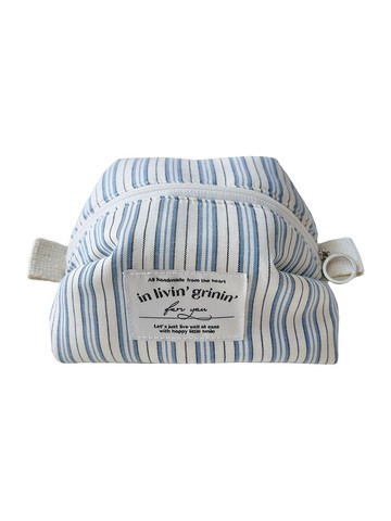 復古條紋小包 M_藍色