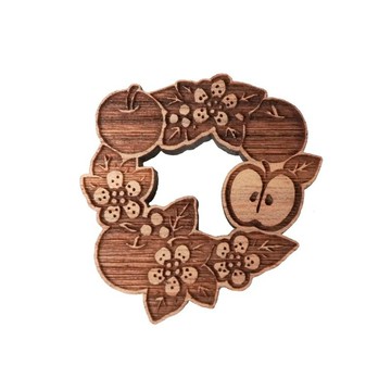 【木 tch】胡桃木胸針（蘋果花・圓環）蘋果 Apple