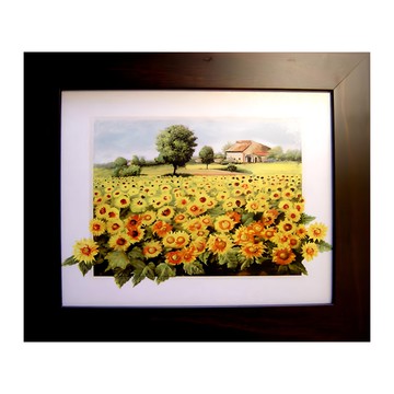 開運陶源 柔美橫幅加拿大風光系列 向日葵 38x32cm 防塵防潮不褪色油畫  1個
