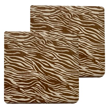 J&N 原野雪尼爾立體坐墊 2入 咖啡色 斑馬紋 防滑設計 可拆洗  55 x 55 x 5cm