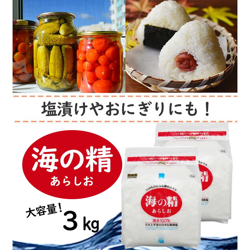 塩 国産 海の精 あらしお 3kg 2個セット 赤ラベル 調味料 海塩 ソルト 天日 荒塩 あらじお あら塩 手作り 天日塩 海塩