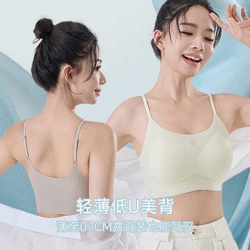 台灣出貨 2025春夏新款無鋼圈透氣內衣冰絲涼感果凍美背固定杯無痕文胸9902