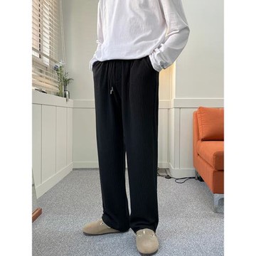 MRCYC褶皺休閑褲男士秋季韓系高級感闊腿褲子直筒寬松垂感拖地褲