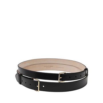 Alexander Mcqueen - Black Leather Double Belt