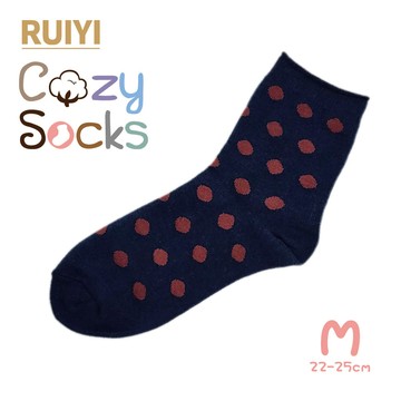 RUIYI舒適棉點點捲邊短襪-M丈青