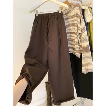 顯腿長西裝褲女冬季2025新款松緊腰高腰寬松休閑褲九分哈倫長褲子