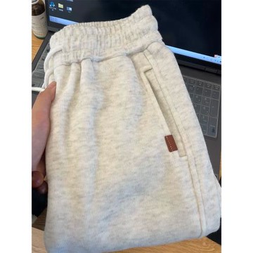 白灰色運動褲女春秋2025新款顯瘦百搭小個子寬松束腳休閑加絨衛褲