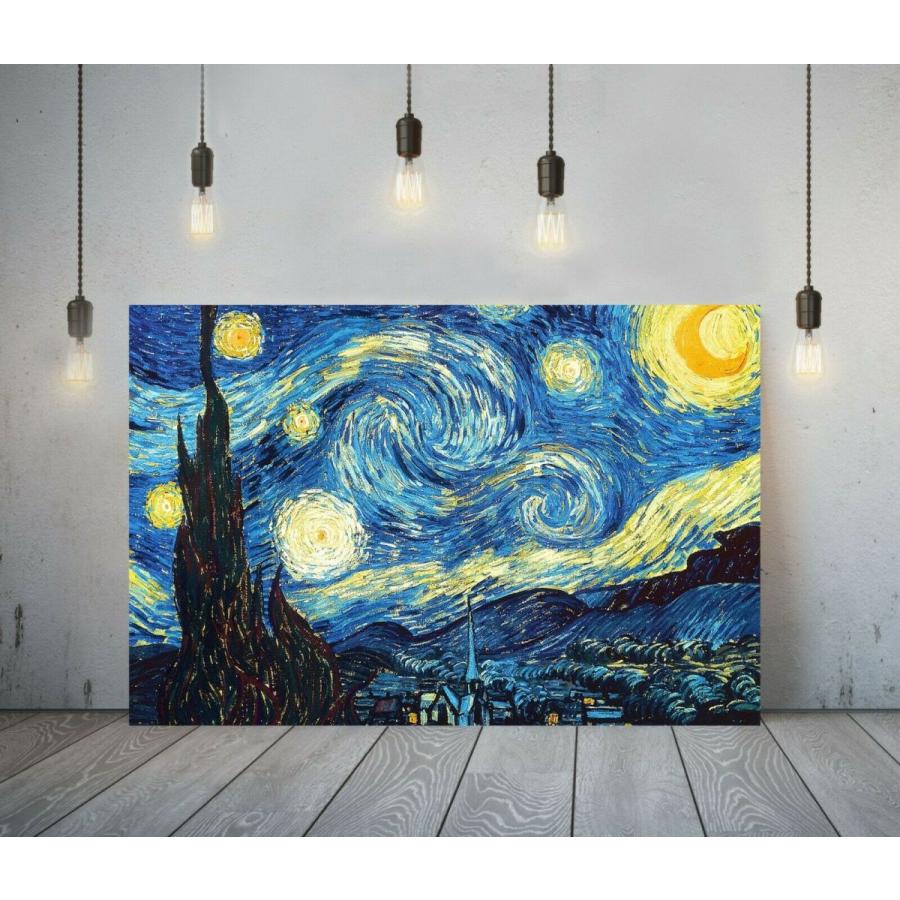 キャンバスプリントアートゴッホ 星月夜 絵画 額付き インテリア