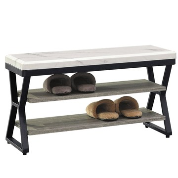 IHouse-莫克 灰橡雲杉仿石2.7尺座鞋架灰橡色