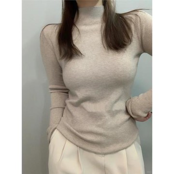 半高領打底毛衣女開春內搭上衣2025新款中領黑色針織打底衫高級感