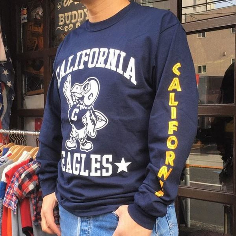 ロンＴ ロングスリーブＴシャツ BUDDYオリジナル CALIFORNIA EAGLES GILDAN カリフォルニア イーグルス USA ネイビー  アメカジ 長袖 ロングＴシャツ | LINEブランドカタログ