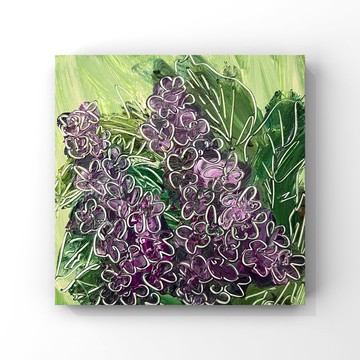 丁香花藝術丁香原創油畫小花卉藝術品印象派