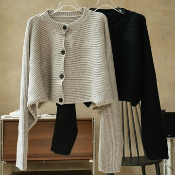 【巴黎精品】現貨+預購 毛衣外套針織夾克-短版蝙蝠袖寬鬆復古女外套2色a1ea60