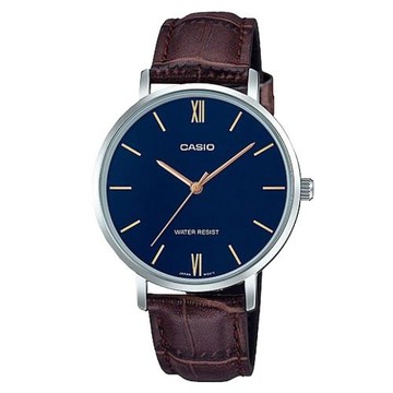 【CASIO 卡西歐】 復古簡約皮革女錶 LTP-VT01L-2B