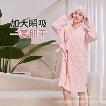 7可穿式浴巾裕裙女家用浴袍2025新款加厚吸水速干大人干發帽