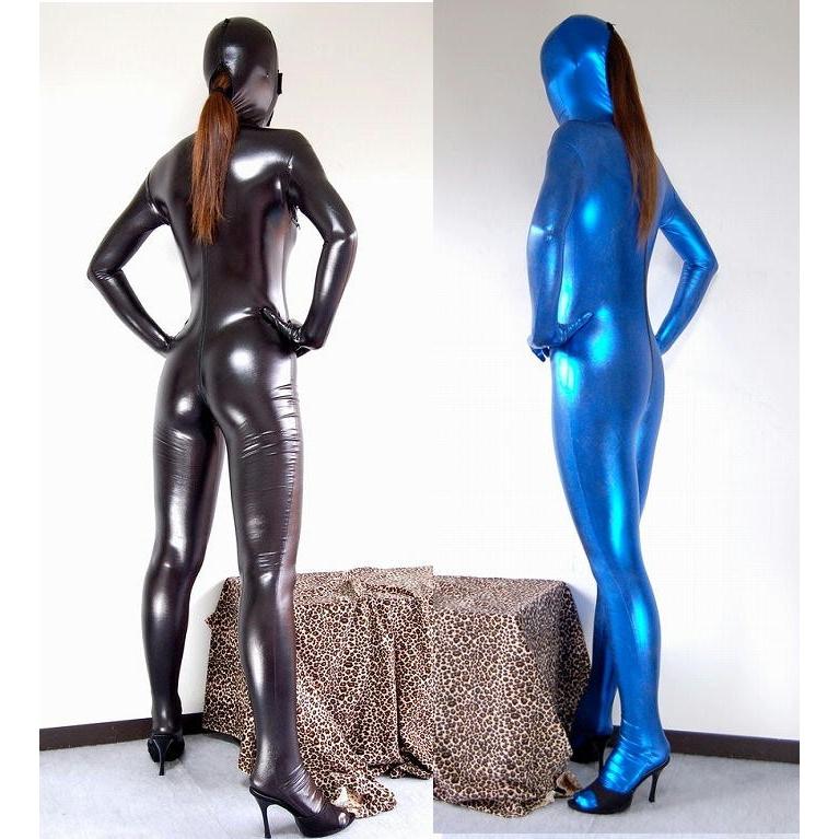 光沢 メタリック 全身タイツ 6頭ファスナー 黒色 青色 Zentai | LINEブランドカタログ