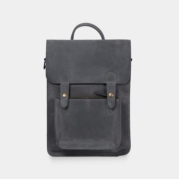 灰色復古皮革可轉換筆記型電腦背包
