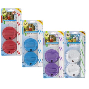 梅森罐 經典蓋子吸管組(4入) 窄口藍