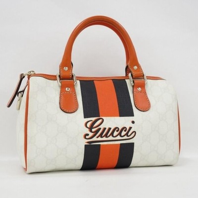 Gucci グッチゴルフに最適　オレンジカラーのボストンバッグ 中古】グッチ ミニボストン ジョイライン GG プラス PVC