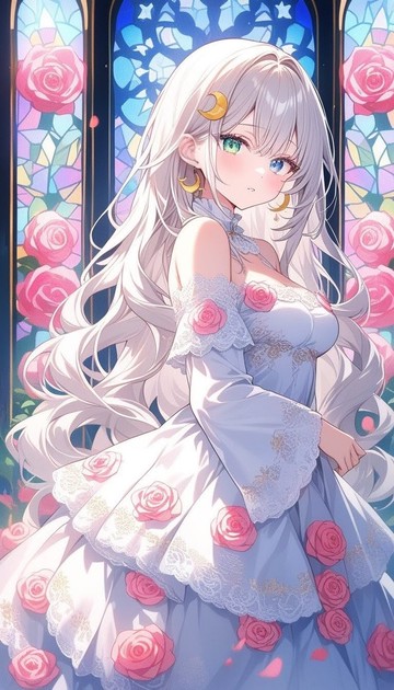 Stained Glass Rose Set Asahi 貼紙 Rosy moonlight princess