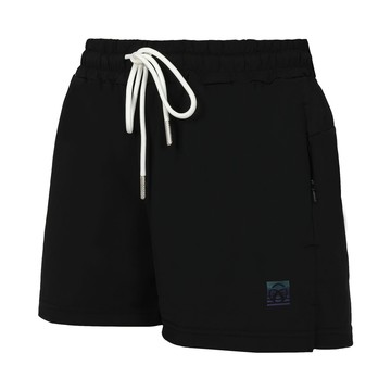 firestar 女冰感彈性慢跑短褲-涼感 冰感 慢跑 訓練 3分褲 黑