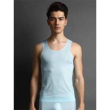 艾瑟氏超薄背心男士四季無痕冰絲修身透氣性感運動速干打底汗衫