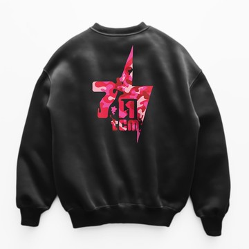 幾何圖形 | 粉紅迷彩閃電 | over size 大學T | 街頭時尚