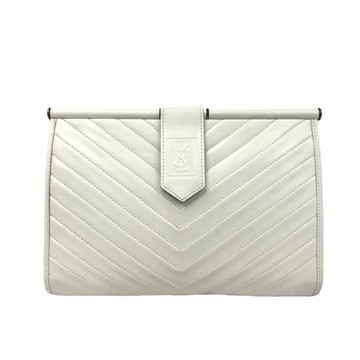 saint laurent白色羊皮鏤空壓紋短款錢包