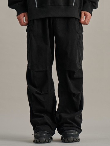 Heavy Wide-fit Military Cargo Pants [Black]