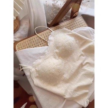 帶胸墊法式蕾絲性感吊帶背心美背抹胸式打底內衣女士冰絲文胸內搭