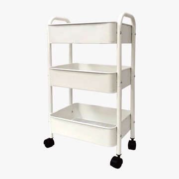 [沐澄家居] FL-520342 Q時尚免組裝三層籃車 馬卡龍白