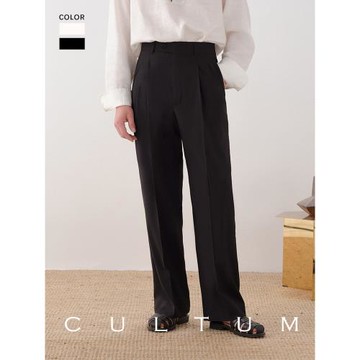 (免運)【可機洗速干】CULTUM休閑高腰松弛透氣西裝闊腿雙褶西褲男女同款