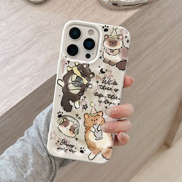 大孔鏡頭防摔隕石紋理 治愈可愛貓咪 適用 iPhone17Promax手機殼 蘋果16 15Plus 14 13 軟殼