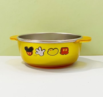 【震撼精品百貨】Micky Mouse_米奇/米妮 ~迪士尼兒童不銹鋼雙耳碗-黃米奇(M)#05243