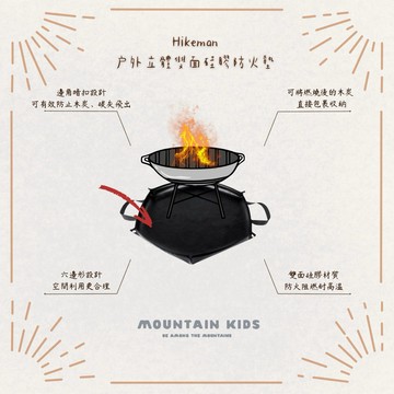 （山小孩）現貨，Hikeman 六角防火墊 戶外立體雙面硅膠防火墊 手提耐高溫防火布柴火包
