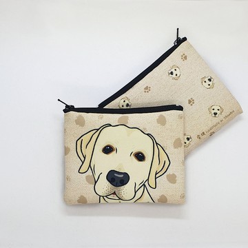 拉不拉多 黃/黑 簡單收納零錢包 萬用收納包