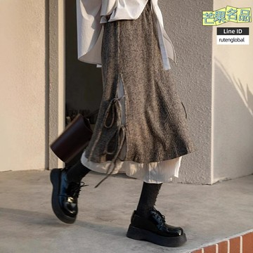 【復古美拉德】半身裙 中長裙 百褶裙 A字裙 高腰裙 通勤裙 不規則裙擺 日系棕色 早春新款 通勤休閒兩穿