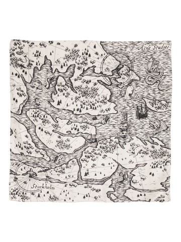 Acne Studios - graphic-print silk scarf - unisex - Silk - One Size - Neutrals