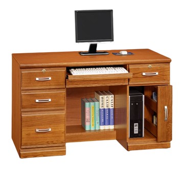 【MUNA 家居】希爾達樟木色實木4.2尺書桌(下座)(另有電腦桌)4.2尺電腦桌(下座)