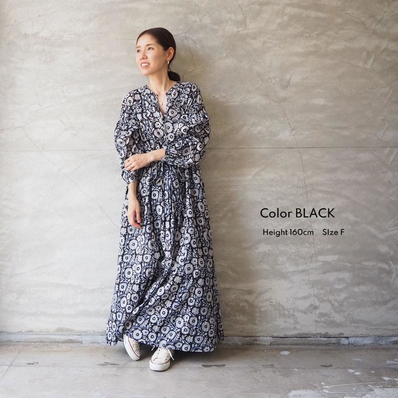 肩幅ヌキテパ ne Quittez pas Cotton Print  Dress