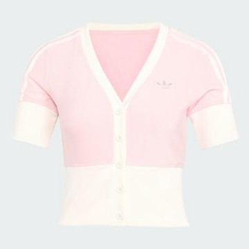 Adidas 愛迪達 V-neck Shirt KW4541 女 針織衫 粉紅 亞版 V領 修身 短版