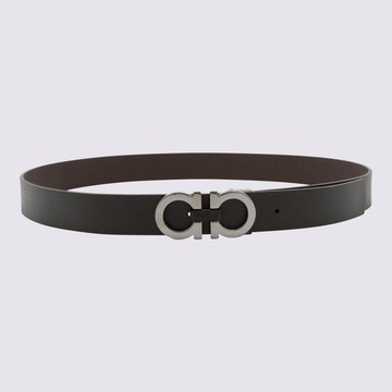 Salvatore Ferragamo Black Leather Gancini Belt