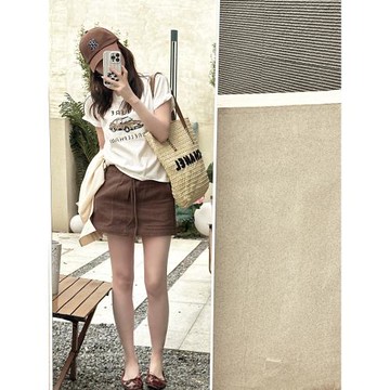 頹廢家夏季ins風歐美重工刺繡字母亮片小汽車麻感正肩顯瘦短袖t女